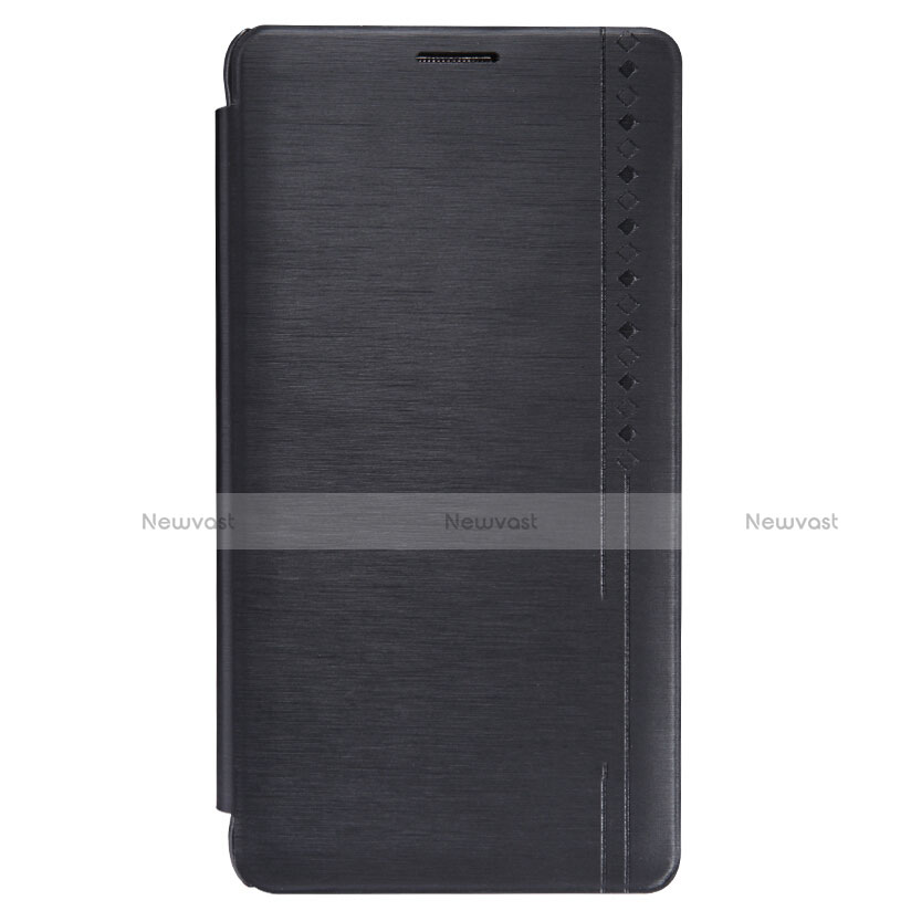 Leather Case Stands Flip Cover for Samsung Galaxy Note 4 SM-N910F Black