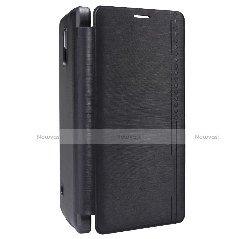 Leather Case Stands Flip Cover for Samsung Galaxy Note 4 SM-N910F Black