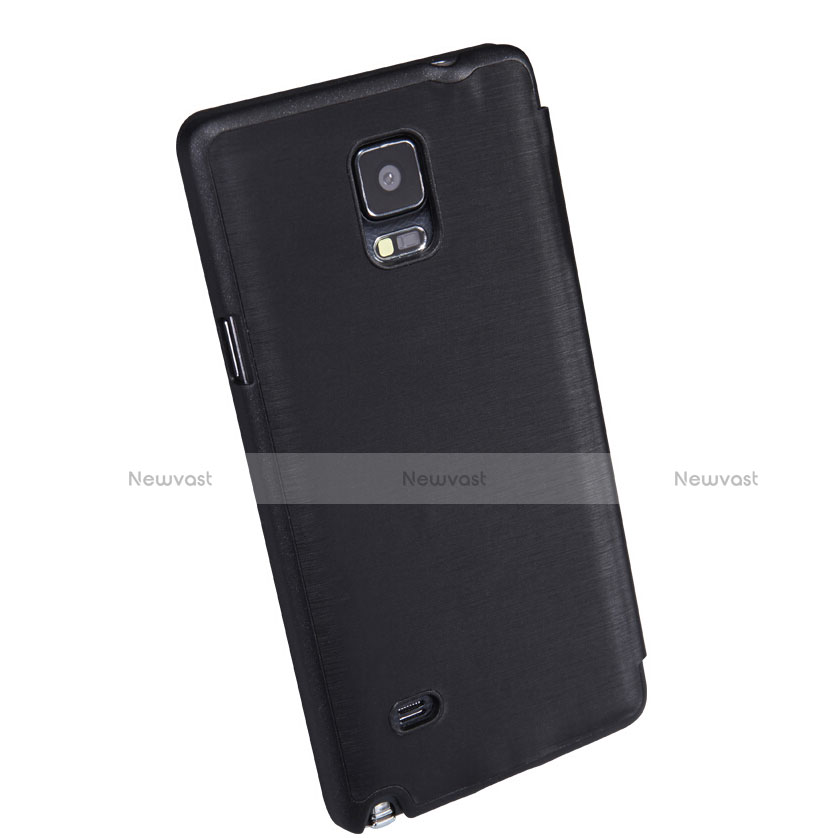 Leather Case Stands Flip Cover for Samsung Galaxy Note 4 SM-N910F Black