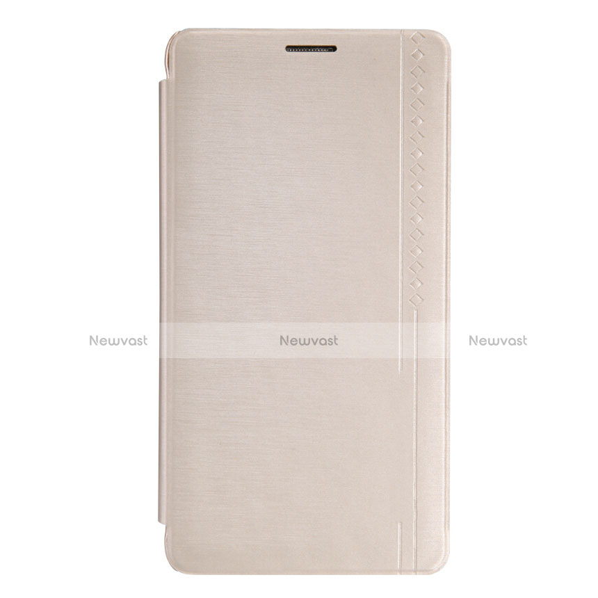 Leather Case Stands Flip Cover for Samsung Galaxy Note 4 SM-N910F Gold