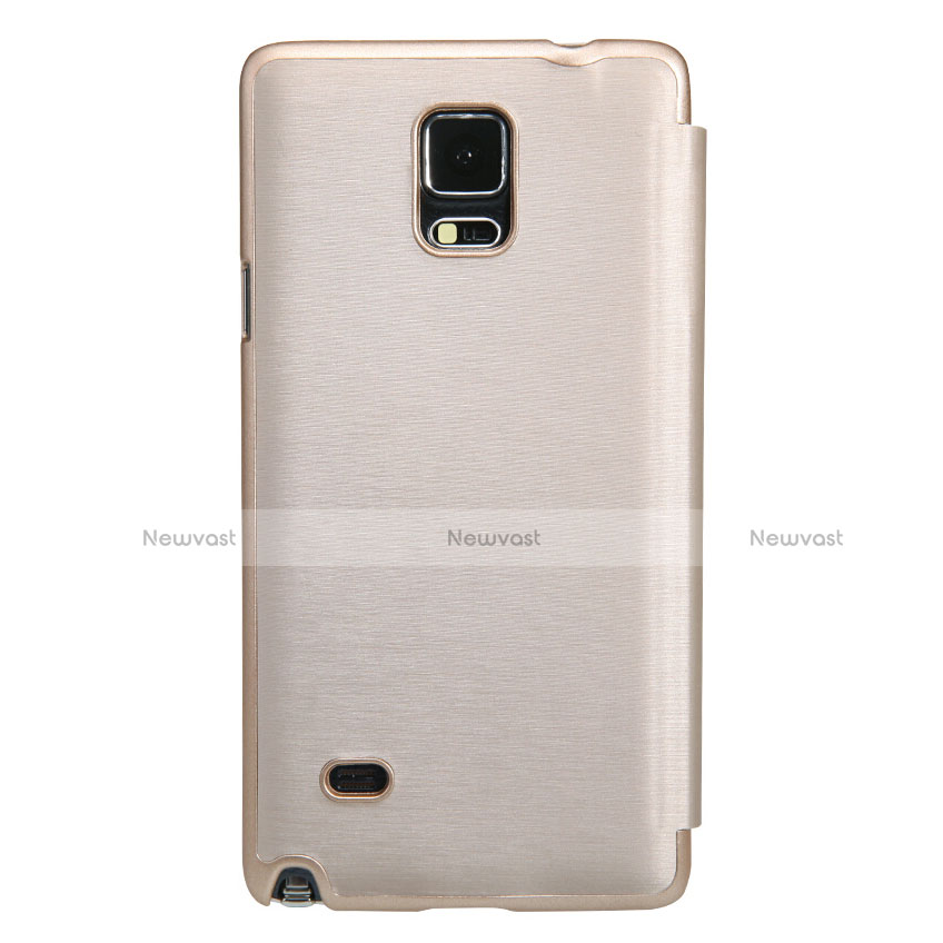 Leather Case Stands Flip Cover for Samsung Galaxy Note 4 SM-N910F Gold