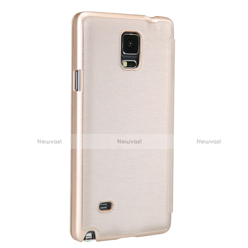 Leather Case Stands Flip Cover for Samsung Galaxy Note 4 SM-N910F Gold