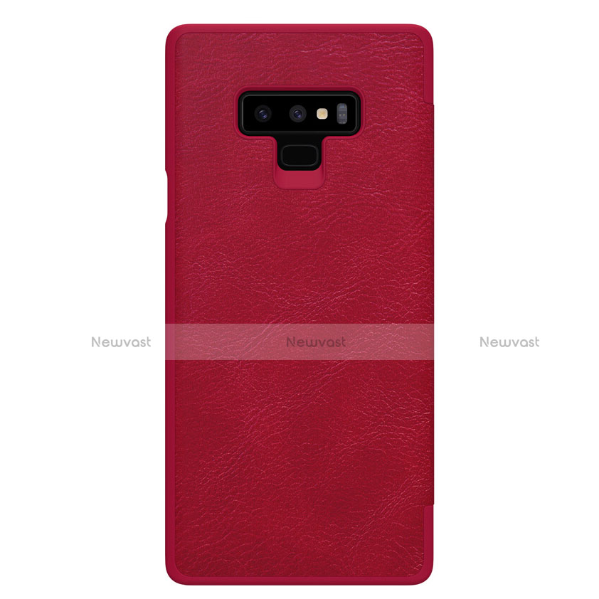 Leather Case Stands Flip Cover for Samsung Galaxy Note 9 Red