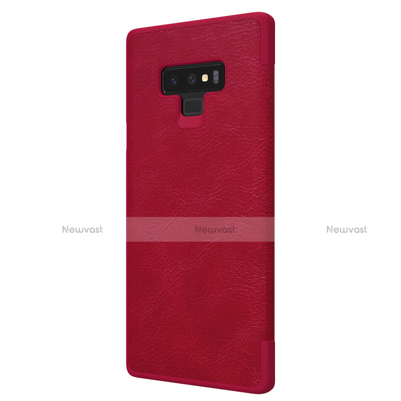 Leather Case Stands Flip Cover for Samsung Galaxy Note 9 Red