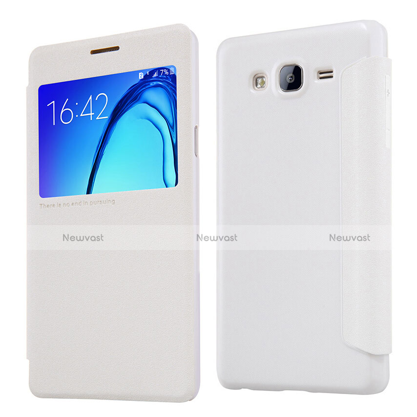 Leather Case Stands Flip Cover for Samsung Galaxy On5 G550FY White