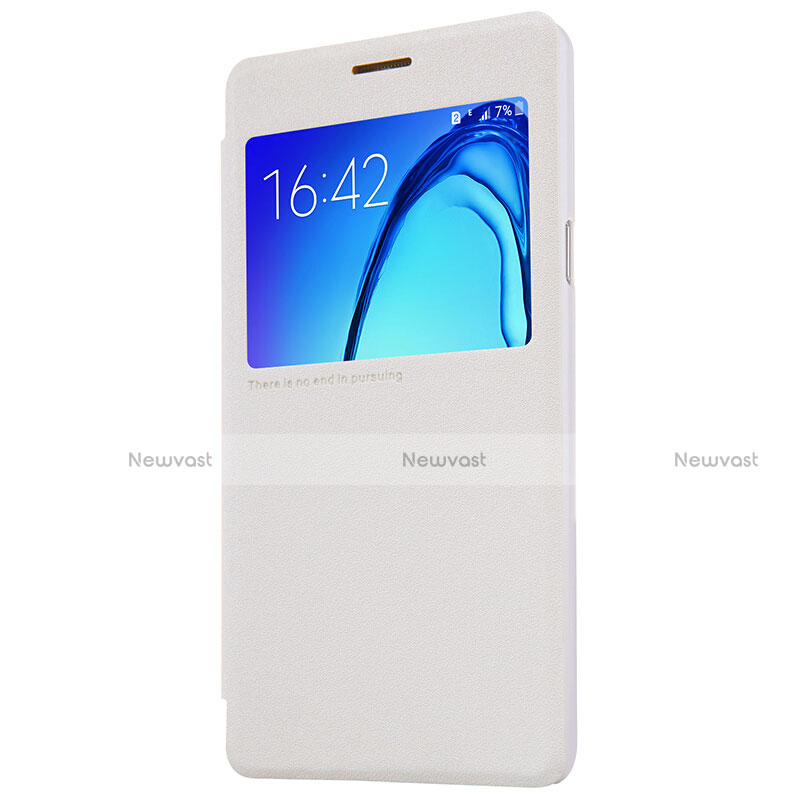 Leather Case Stands Flip Cover for Samsung Galaxy On5 G550FY White