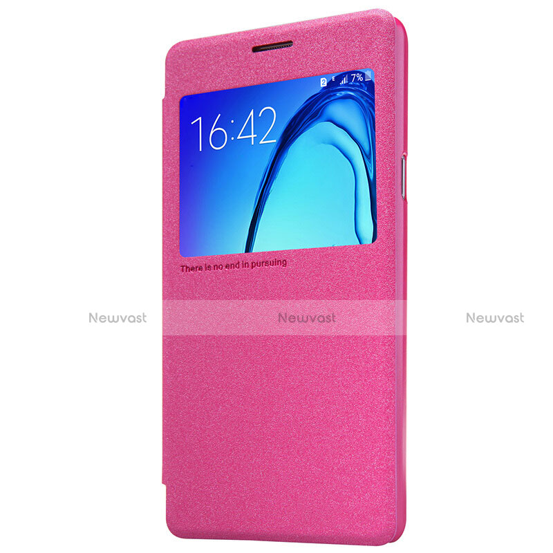 Leather Case Stands Flip Cover for Samsung Galaxy On5 Pro Hot Pink