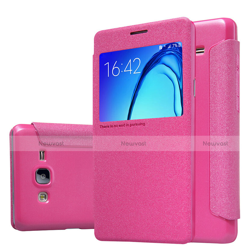 Leather Case Stands Flip Cover for Samsung Galaxy On5 Pro Hot Pink