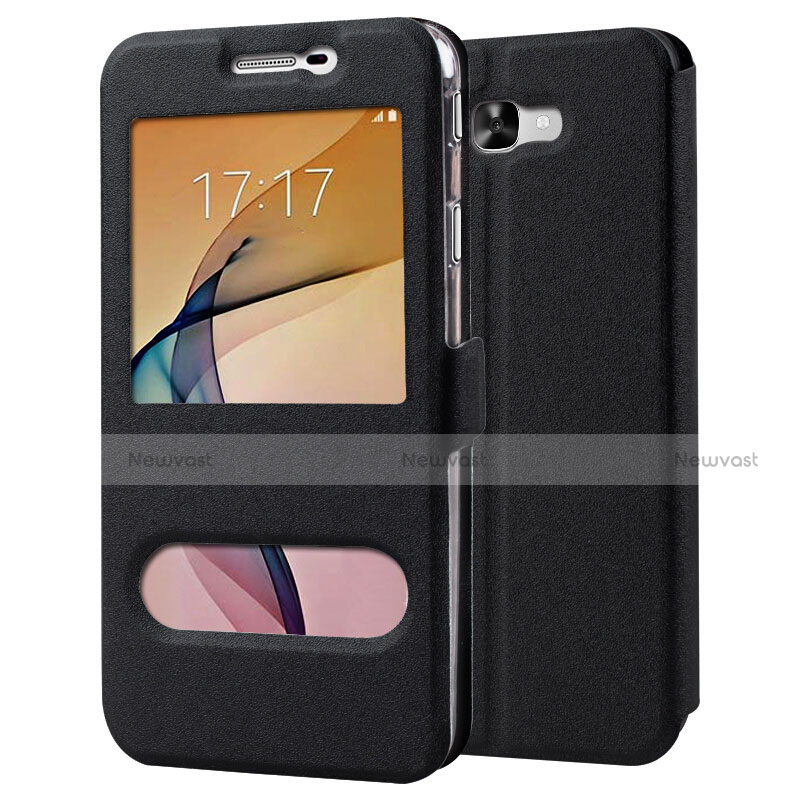 Leather Case Stands Flip Cover for Samsung Galaxy On7 (2016) G6100 Black