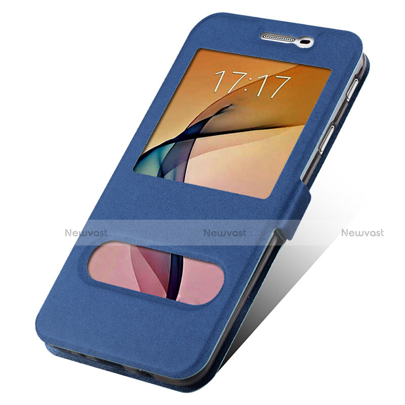 Leather Case Stands Flip Cover for Samsung Galaxy On7 (2016) G6100 Blue