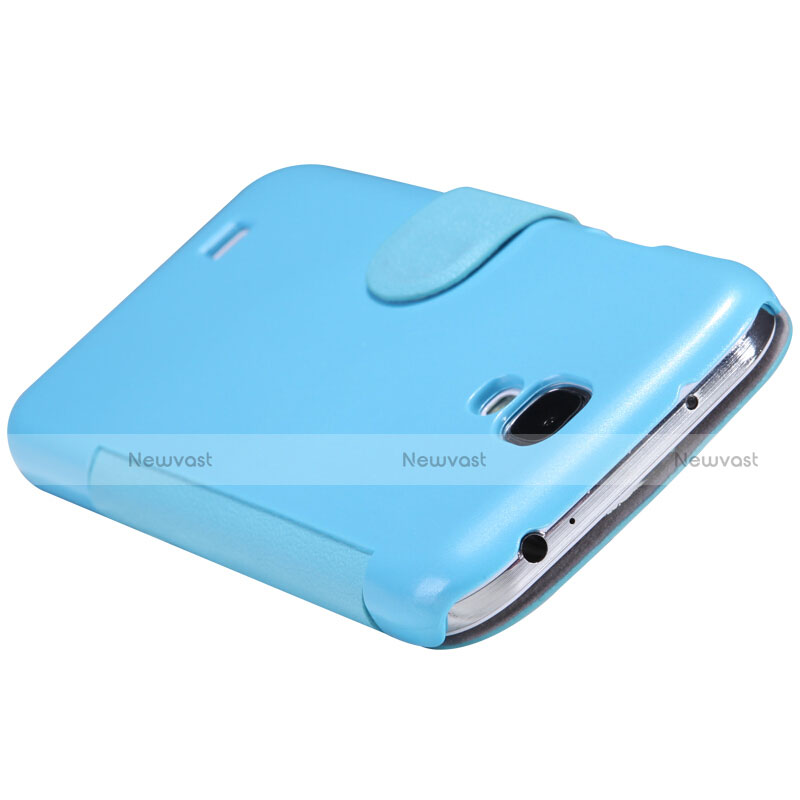 Leather Case Stands Flip Cover for Samsung Galaxy S4 i9500 i9505 Blue