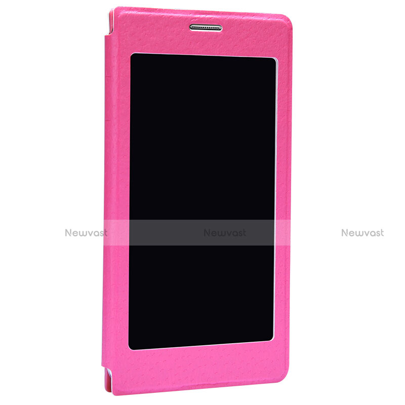 Leather Case Stands Flip Cover for Samsung Galaxy S5 G900F G903F Hot Pink