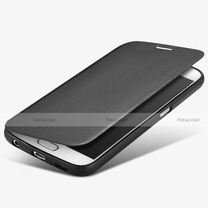 Leather Case Stands Flip Cover for Samsung Galaxy S6 Duos SM-G920F G9200 Black