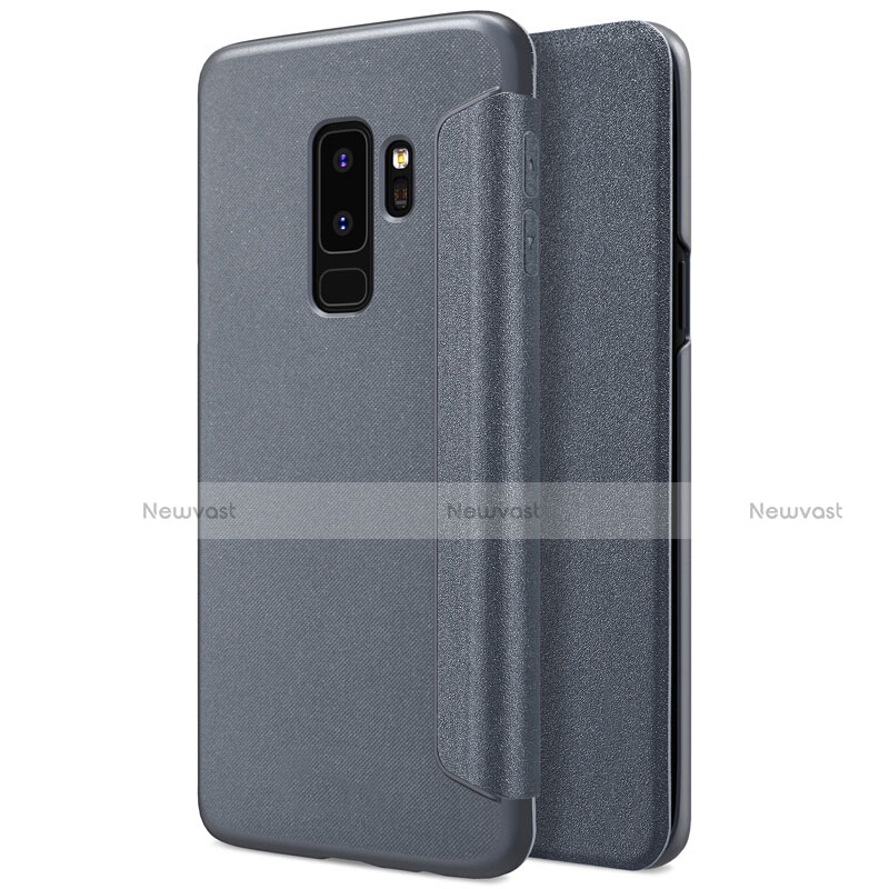 Leather Case Stands Flip Cover for Samsung Galaxy S9 Plus Black