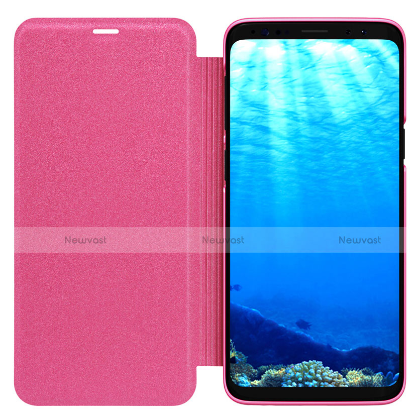 Leather Case Stands Flip Cover for Samsung Galaxy S9 Plus Hot Pink