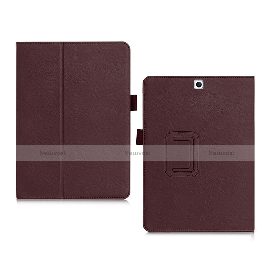 Leather Case Stands Flip Cover for Samsung Galaxy Tab S2 9.7 SM-T810 SM-T815 Brown