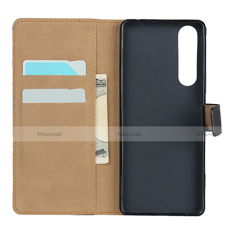 Leather Case Stands Flip Cover for Sony Xperia 1 II Black