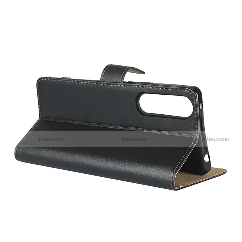 Leather Case Stands Flip Cover for Sony Xperia 1 II Black