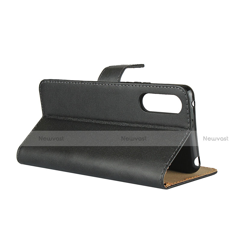 Leather Case Stands Flip Cover for Sony Xperia 10 II Black