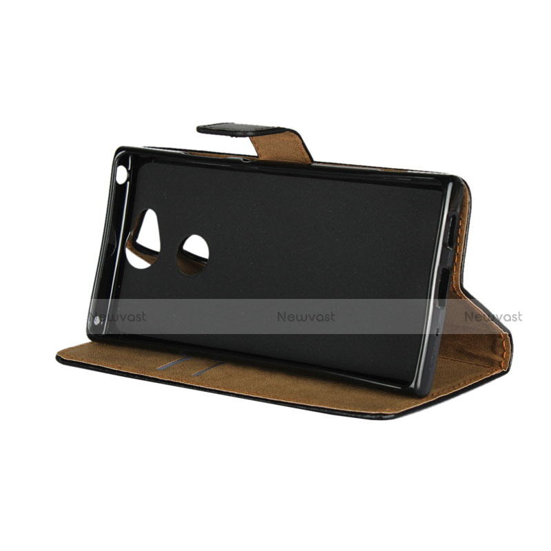 Leather Case Stands Flip Cover for Sony Xperia XA2 Plus Black