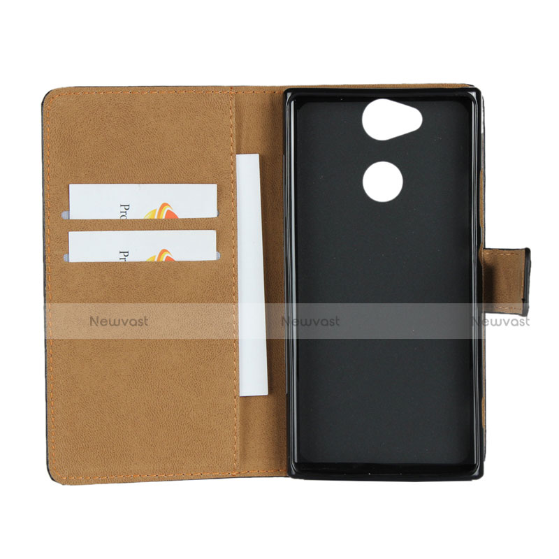 Leather Case Stands Flip Cover for Sony Xperia XA2 Plus Black