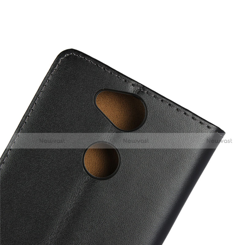 Leather Case Stands Flip Cover for Sony Xperia XA2 Plus Black