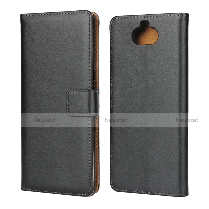 Leather Case Stands Flip Cover for Sony Xperia XA3 Black