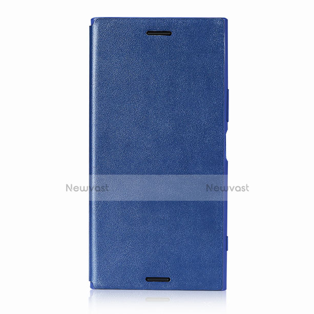 Leather Case Stands Flip Cover for Sony Xperia XZ Premium Blue