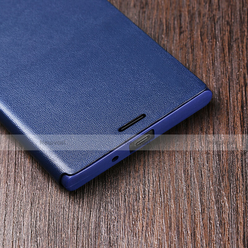 Leather Case Stands Flip Cover for Sony Xperia XZ Premium Blue