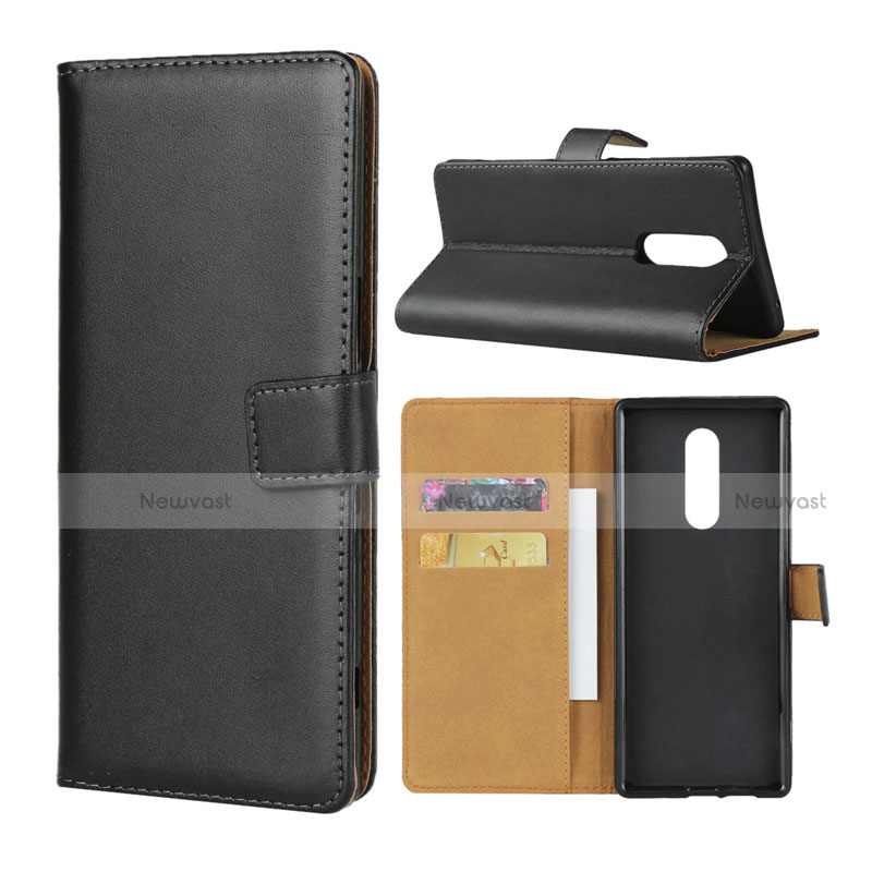 Leather Case Stands Flip Cover for Sony Xperia XZ4 Black