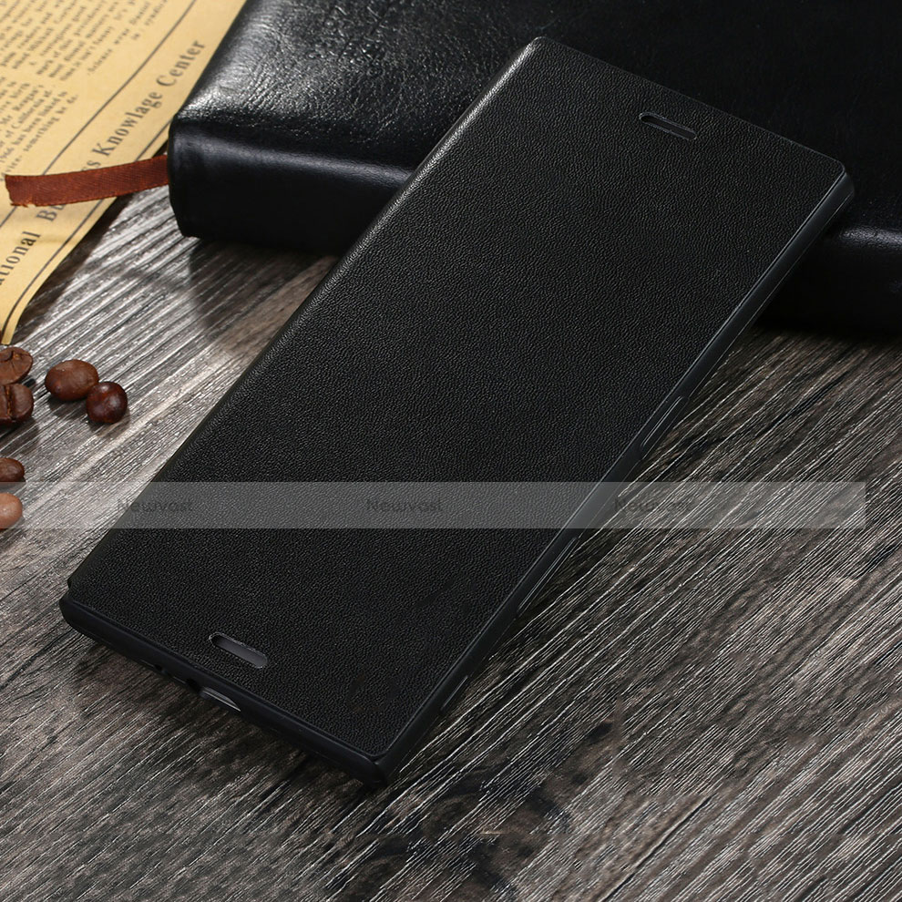 Leather Case Stands Flip Cover for Sony Xperia XZs Black