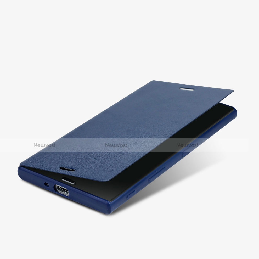 Leather Case Stands Flip Cover for Sony Xperia XZs Blue