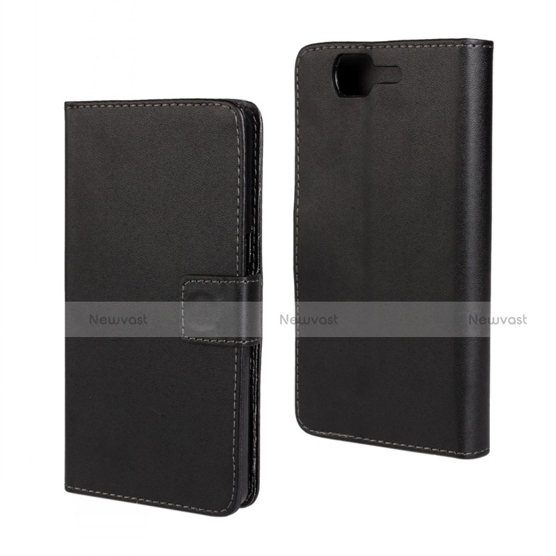 Leather Case Stands Flip Cover for Wiko Highway Black