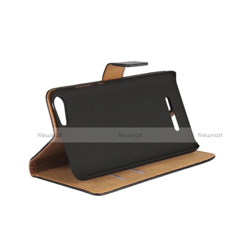 Leather Case Stands Flip Cover for Wiko Lenny 2 Black