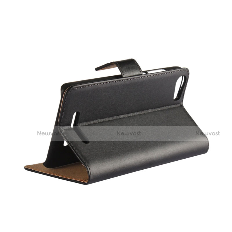 Leather Case Stands Flip Cover for Wiko Lenny 2 Black