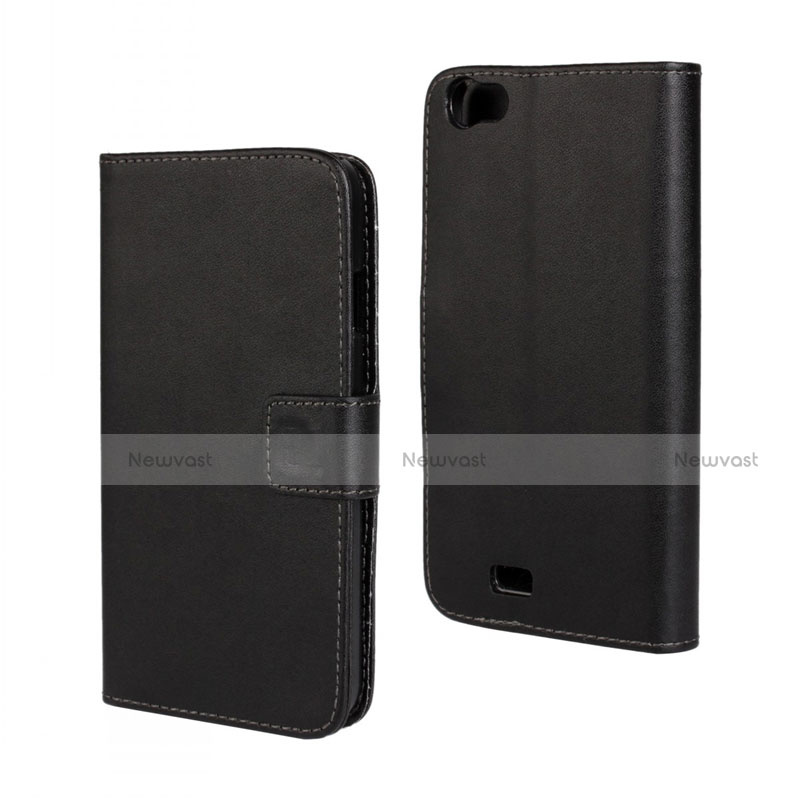 Leather Case Stands Flip Cover for Wiko Lenny Black