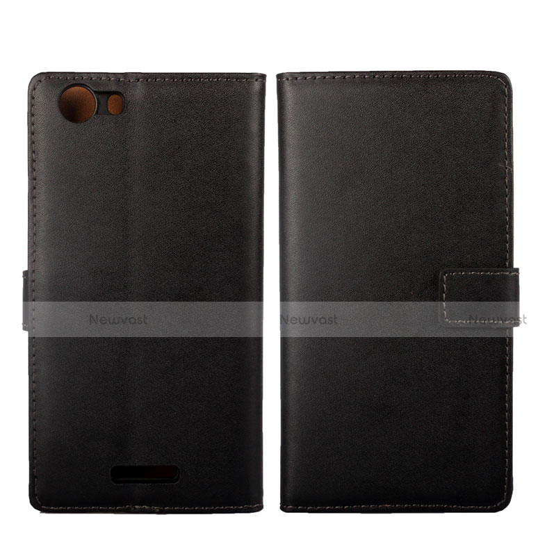 Leather Case Stands Flip Cover for Wiko Ridge Fab 4G Black