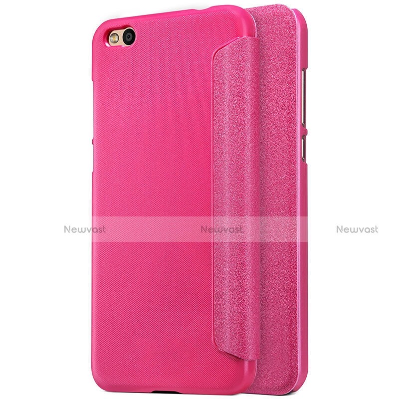 Leather Case Stands Flip Cover for Xiaomi Mi 5C Hot Pink