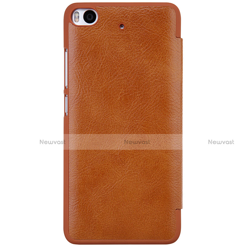 Leather Case Stands Flip Cover for Xiaomi Mi 5S 4G Brown