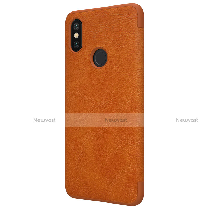 Leather Case Stands Flip Cover for Xiaomi Mi 6X Brown