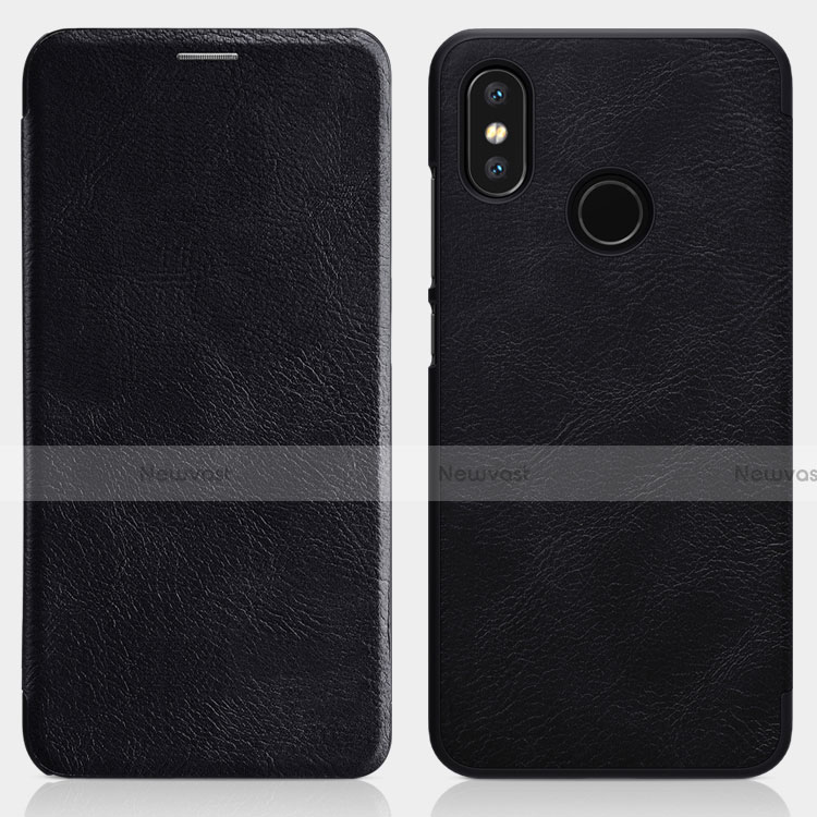 Leather Case Stands Flip Cover for Xiaomi Mi 8 Black