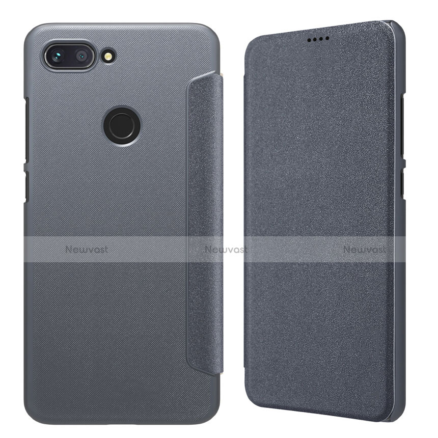Leather Case Stands Flip Cover for Xiaomi Mi 8 Lite Gray