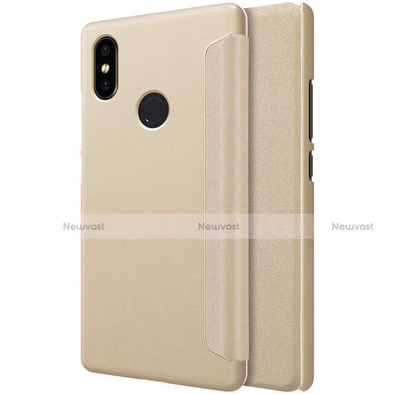 Leather Case Stands Flip Cover for Xiaomi Mi 8 SE Gold