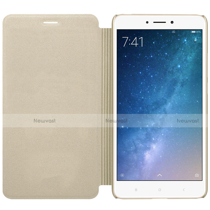 Leather Case Stands Flip Cover for Xiaomi Mi Max 2 Gold