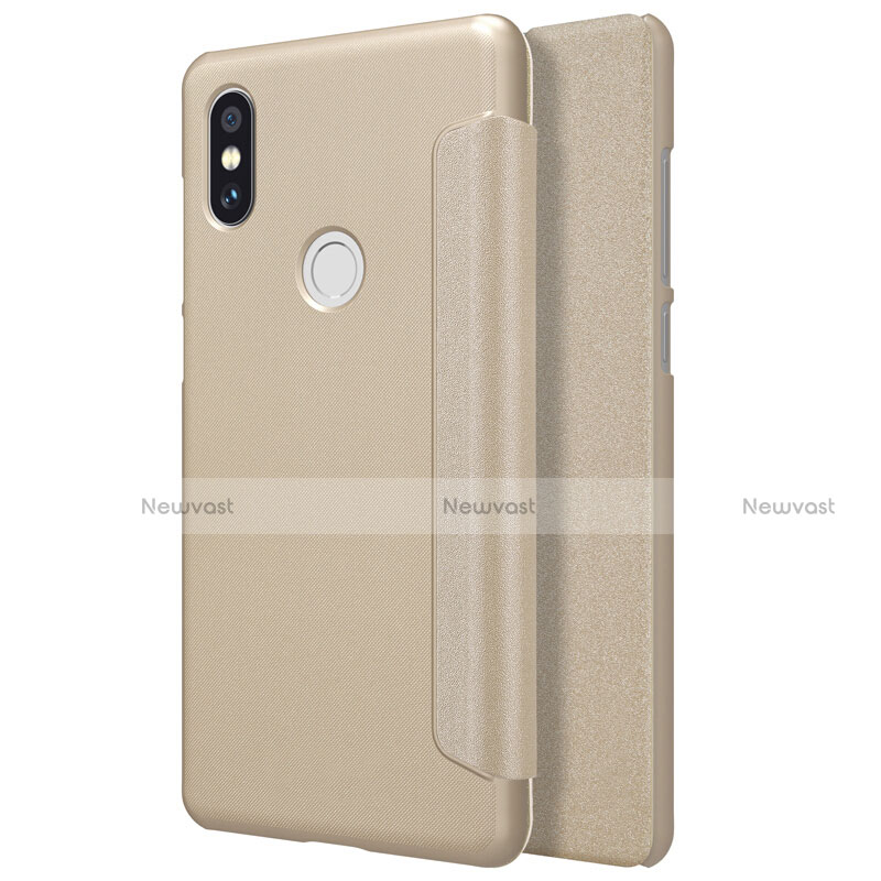 Leather Case Stands Flip Cover for Xiaomi Mi Mix 2S Gold