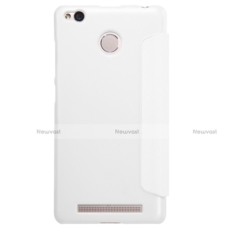 Leather Case Stands Flip Cover for Xiaomi Redmi 3 Pro White