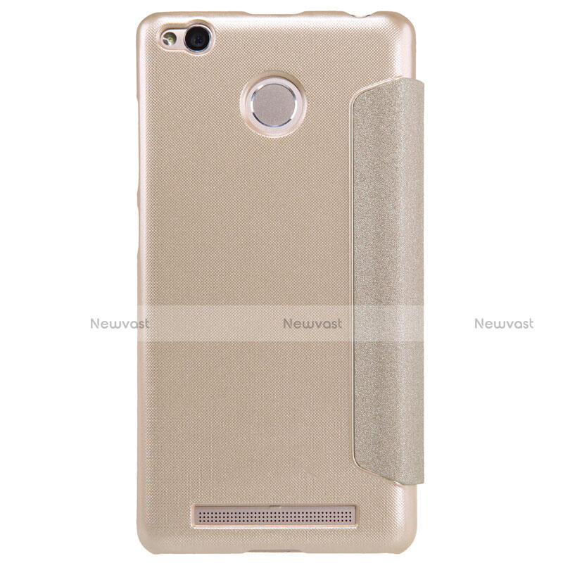 Leather Case Stands Flip Cover for Xiaomi Redmi 3S Gold