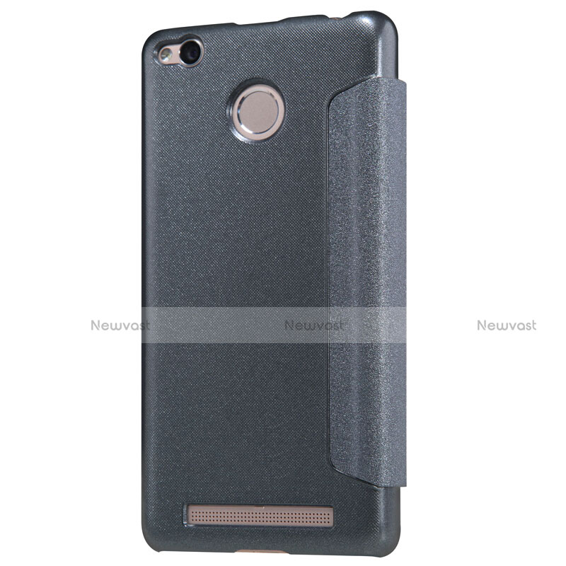 Leather Case Stands Flip Cover for Xiaomi Redmi 3S Prime Black
