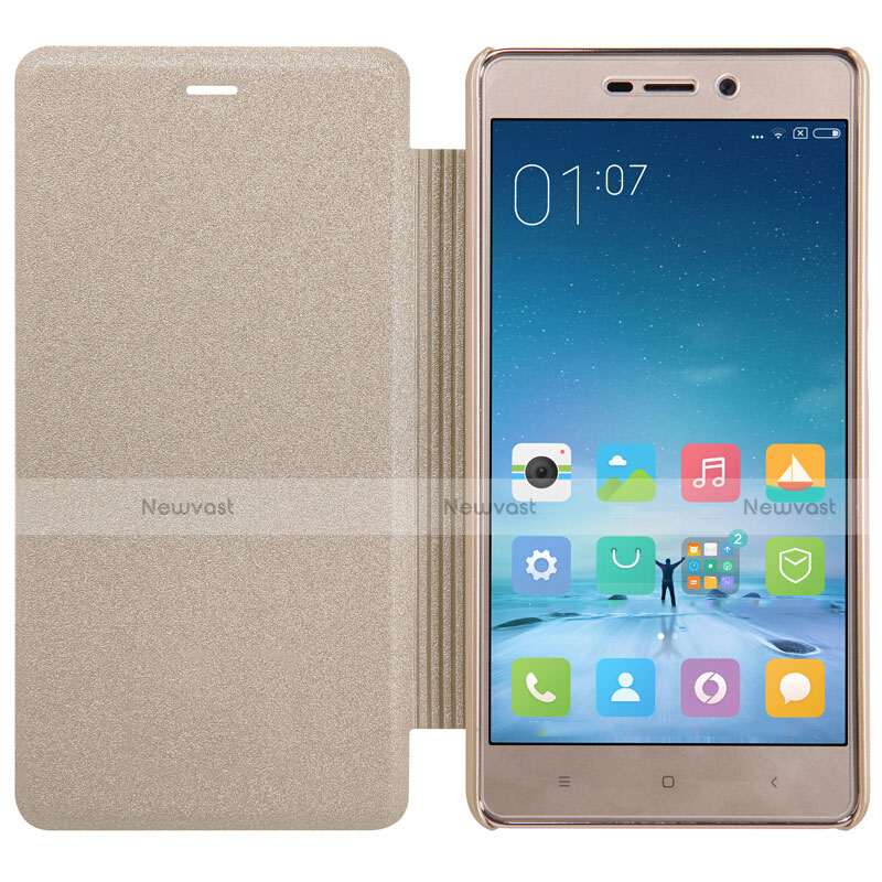 Leather Case Stands Flip Cover for Xiaomi Redmi 3X Gold