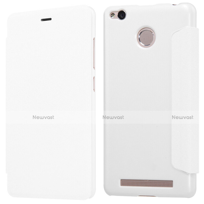 Leather Case Stands Flip Cover for Xiaomi Redmi 3X White